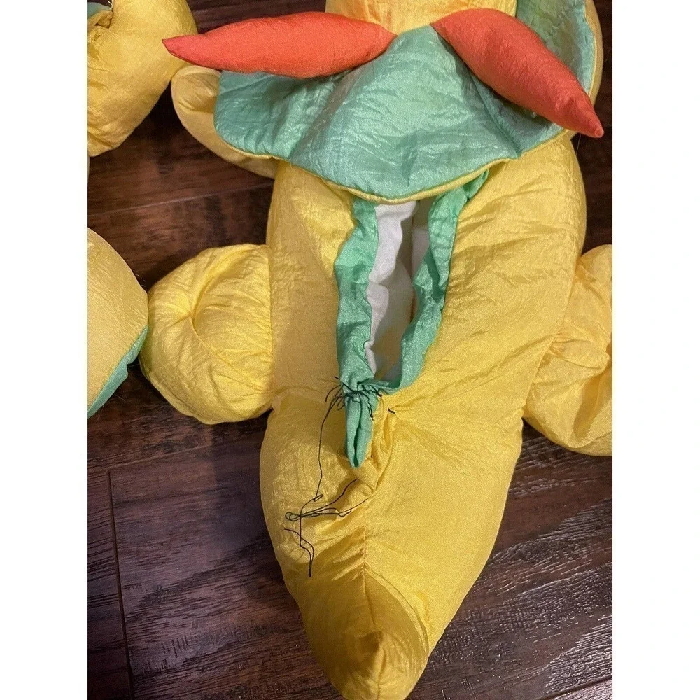 Vintage Dino Dudes Puffy Dinosaur Triceratops Yellow Slippers Sz:L